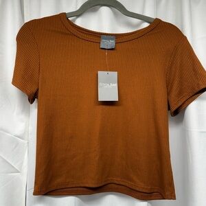 Olivia Rae New York Ribbed Crop Top - Rust Brown Size S NWT